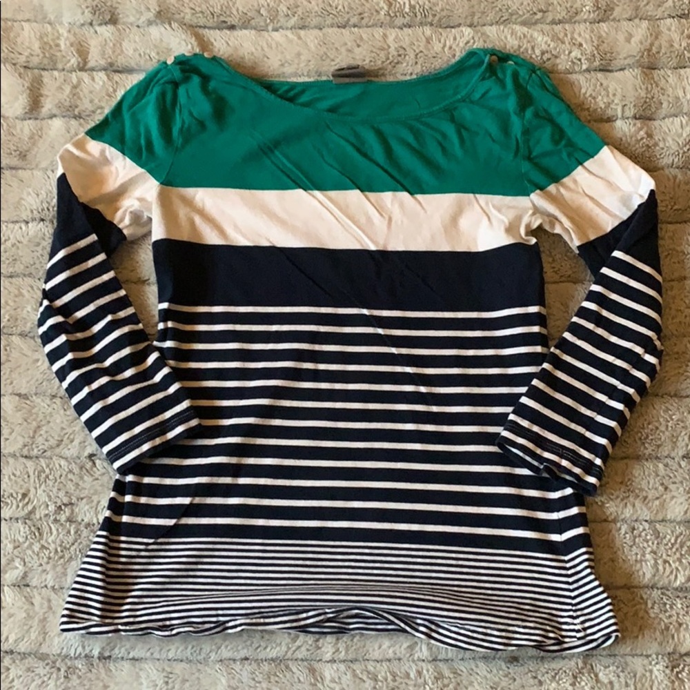 One September Striped 3/4 Sleeve Top